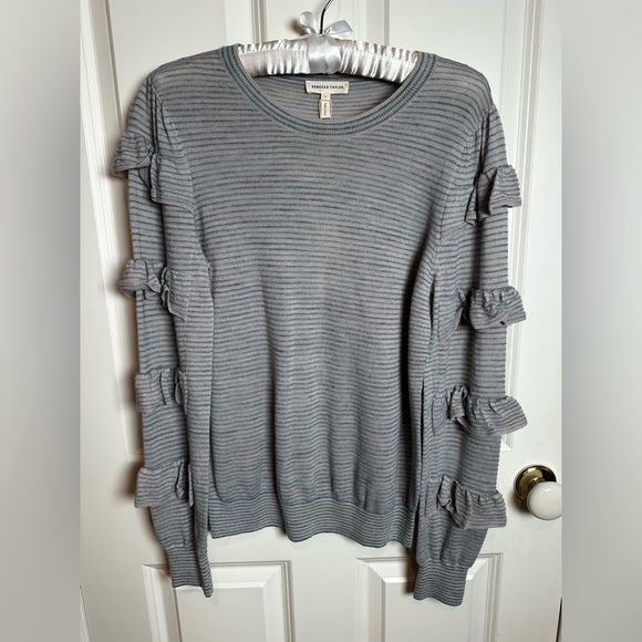 Rebecca Taylor Tops - Rebecca Taylor Blue and Gray and pink Striped Knit Top